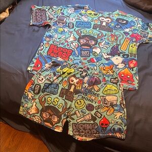 Men's Graphic Athletic Shorts - Multicolor